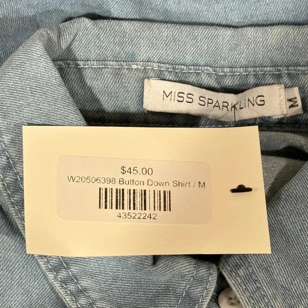 Miss Sparkling Button Down Shirt NWT - Picture 4 of 4
